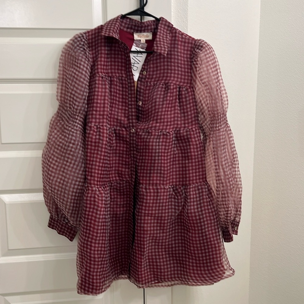 Maroon Red plaid dress